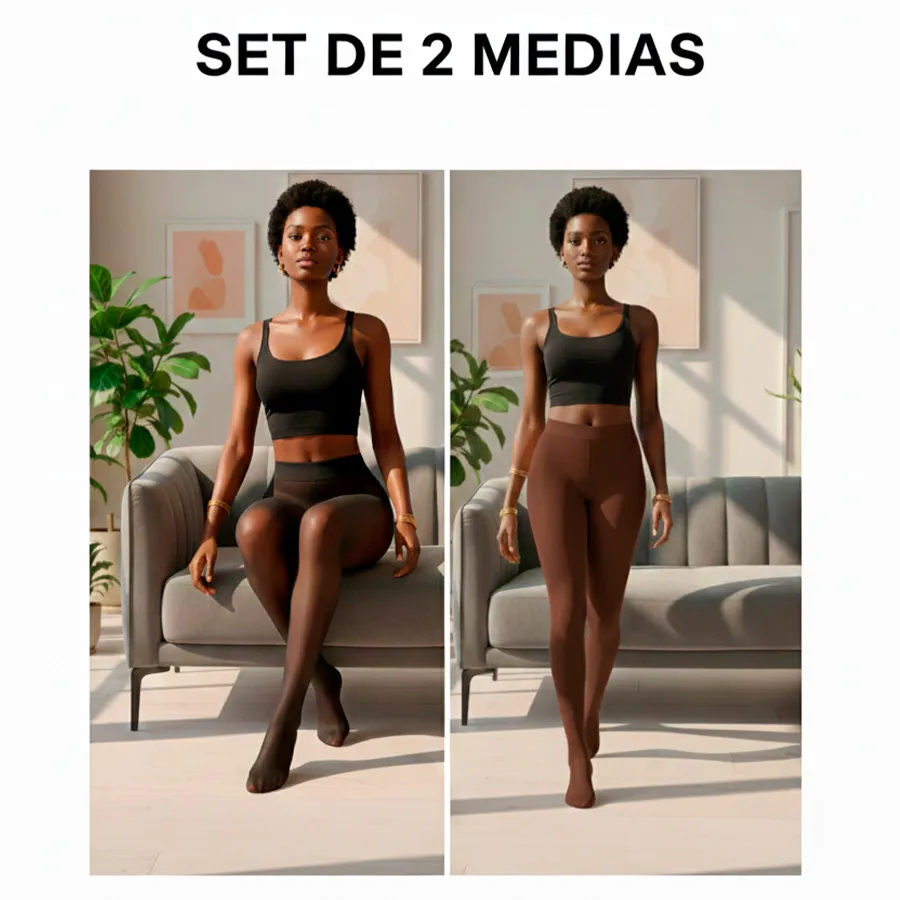 3307-UNI-NEGRO SET DE 2 MEDIAS 6321
